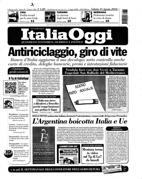 Italia oggi : quotidiano di economia finanza e politica